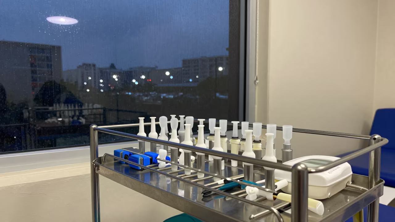 Sharps Replacement Rack in Trujillo Rehab Gym in inside a rehabilitation gym in Trujillo