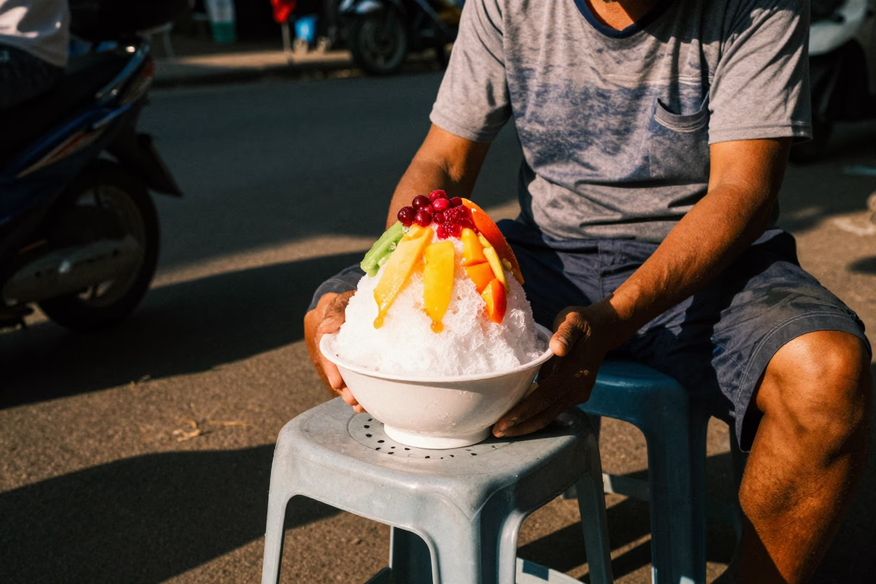 Shaved Ice in Phnom Penh at The Early Afternoon Light in in Phnom Penh, Cambodia