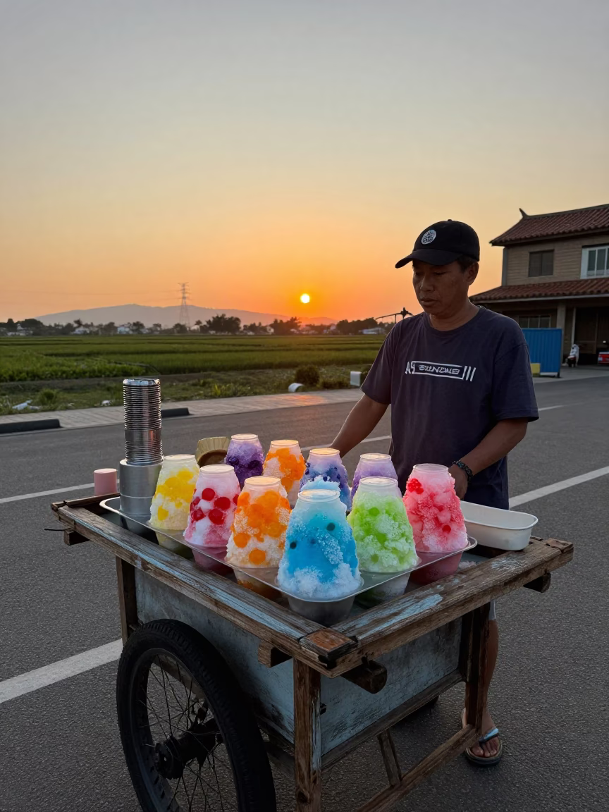 Shaved Ice in Tainan at As The Sun Drops Toward The Horizon in in Tainan, Taiwan