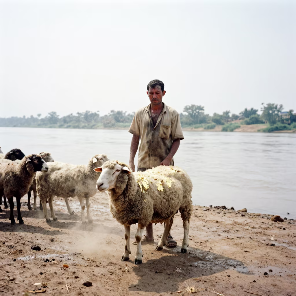 Shearer with Gold Dust Near Hue Riverside in near a riverside landing in Hue