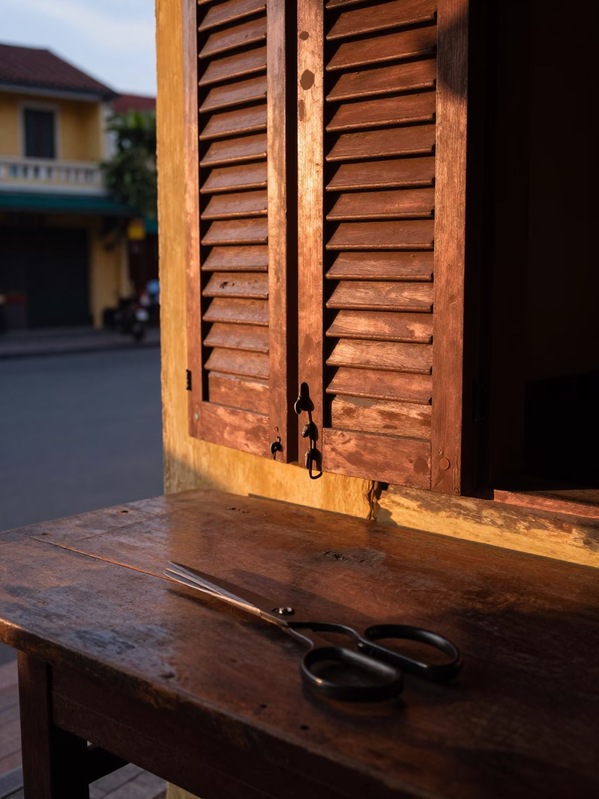 Shears in Hoi An at Copper-toned Light Before Dusk in in Hoi An, Vietnam