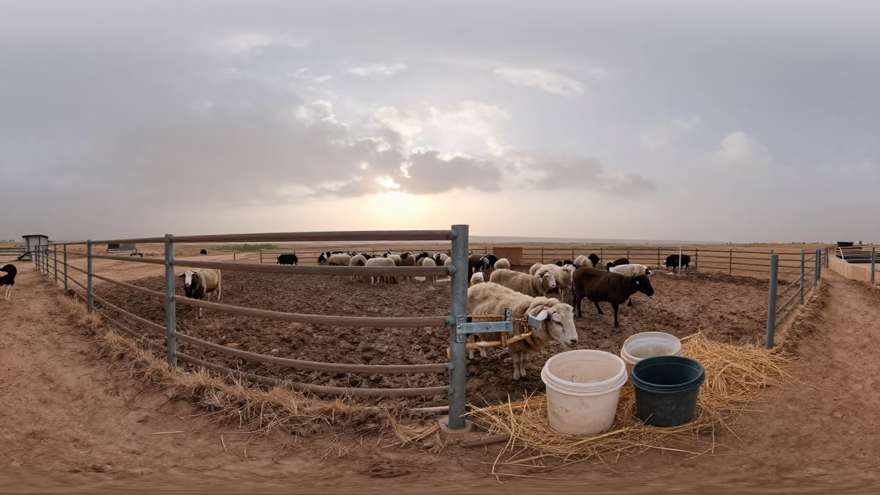 Sheep Draft Panel Hinge Cup Dead Sea in along a muddy paddock fence in the Dead Sea