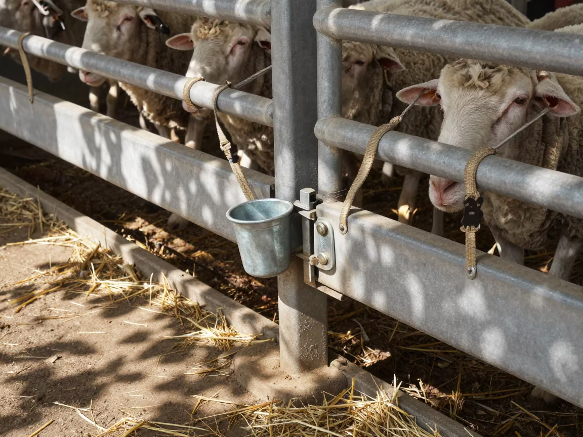 Sheep Draft Panel Hinge Cup in Saudi Stockyard in at a stockyard loading ramp in Saudi Arabia