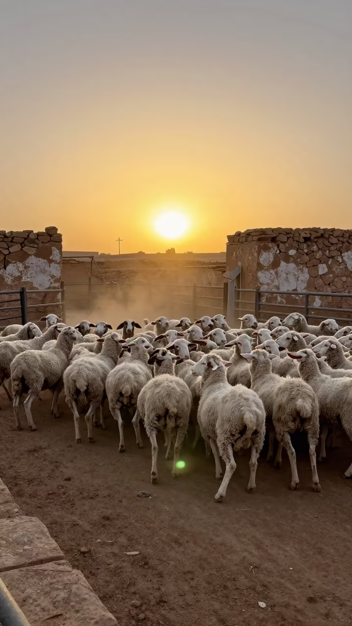 Sheepdog Trial in Moroccan Ranch Corral in inside a ranch corral in Morocco
