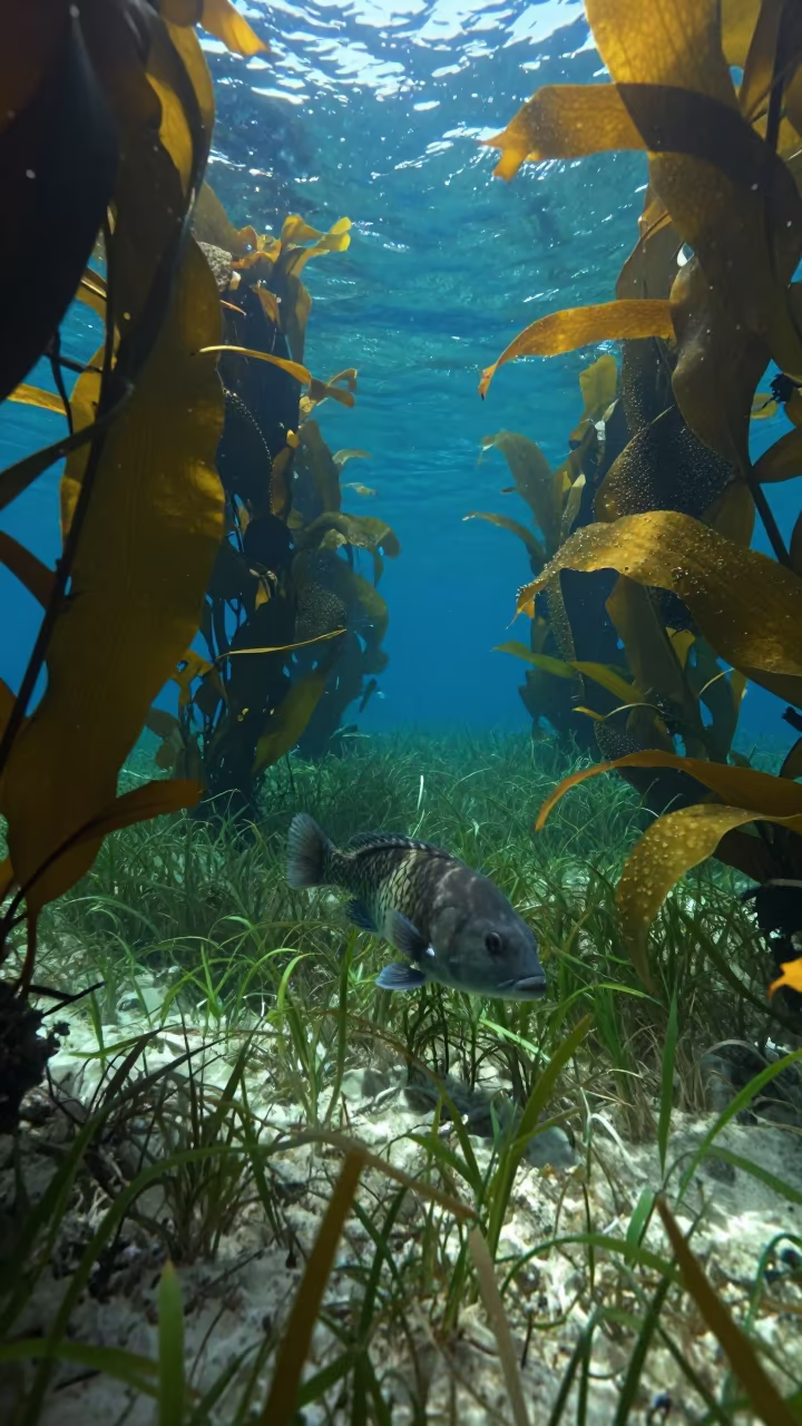 Sheephead Fish in Tanzanian Kelp Forest Clearing in along a seagrass channel near the coast in Tanzania