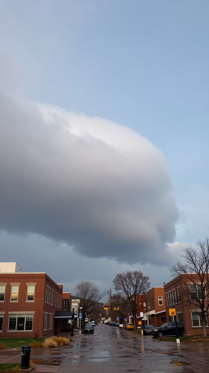 Shelf Cloud Over Denver Larimer Square After Rain in beneath fast-moving cloud bands near Larimer Square, Denver