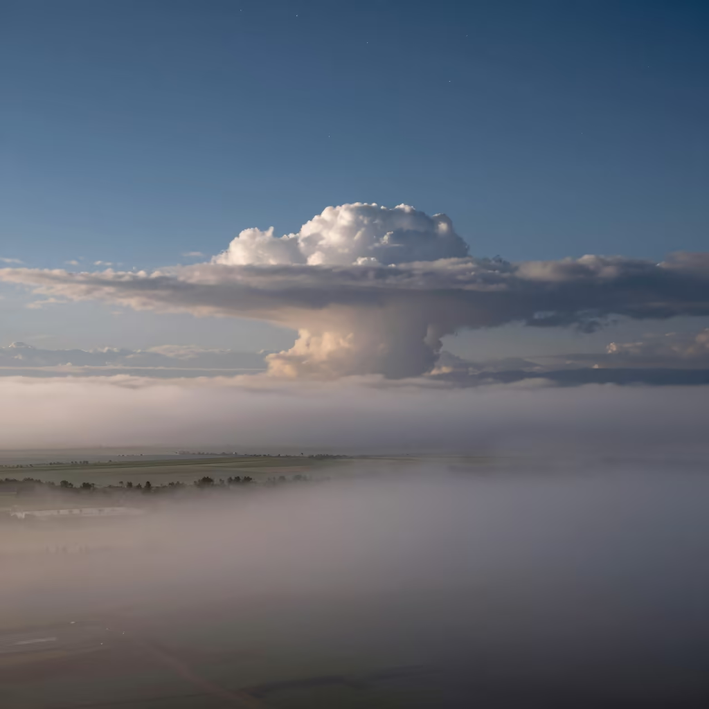 Shelf Cloud Wall Over Najaf Before Dawn in through low marine fog near Najaf