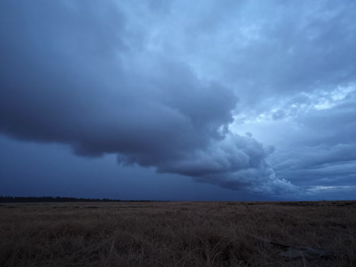 Shelf Cloud Wall Over Shinyanga Twilight in through low marine fog near Shinyanga