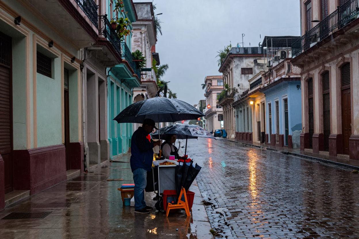 Sheltering Umbrellas in Havana in in Havana, Cuba
