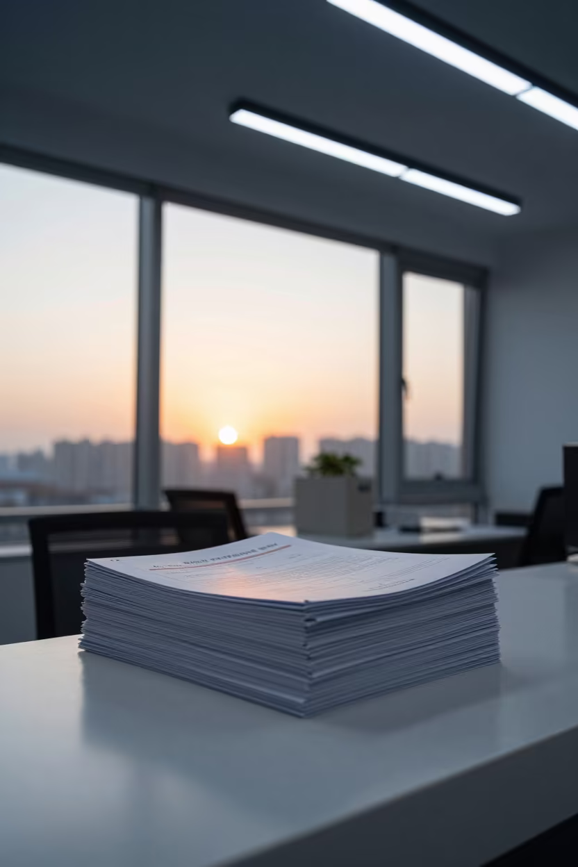 Shenzhen Office War Room Launch Reports in at an office reception desk near Shenzhen
