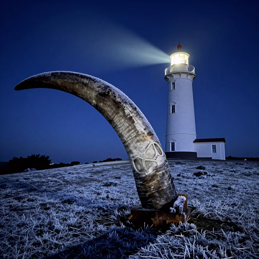 Shepherd Carves Giant Horn at Night in on a hillside near Buenos Aires
