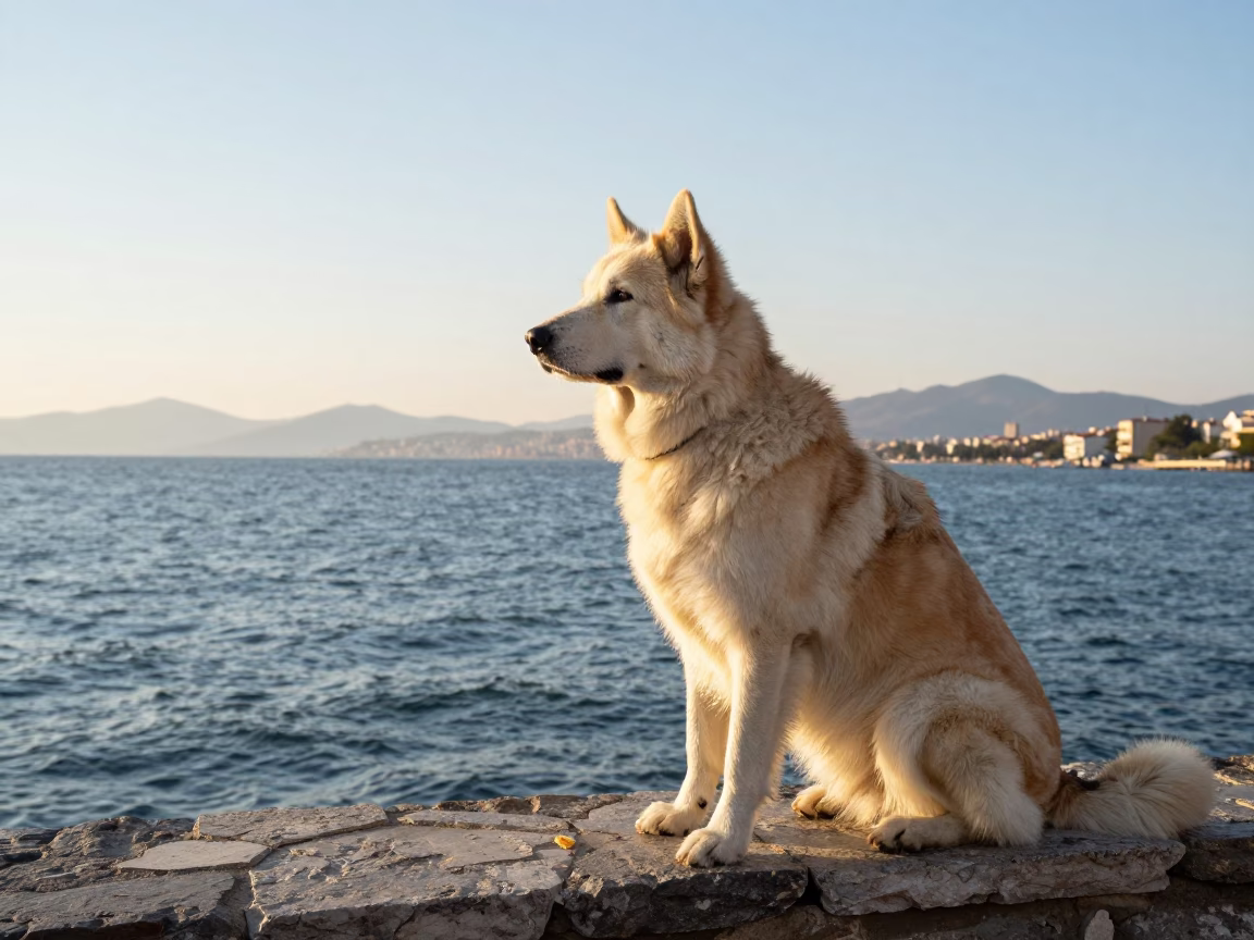 Shepherd Dog in Izmir at Clear Late-afternoon Light in in Izmir, Turkey