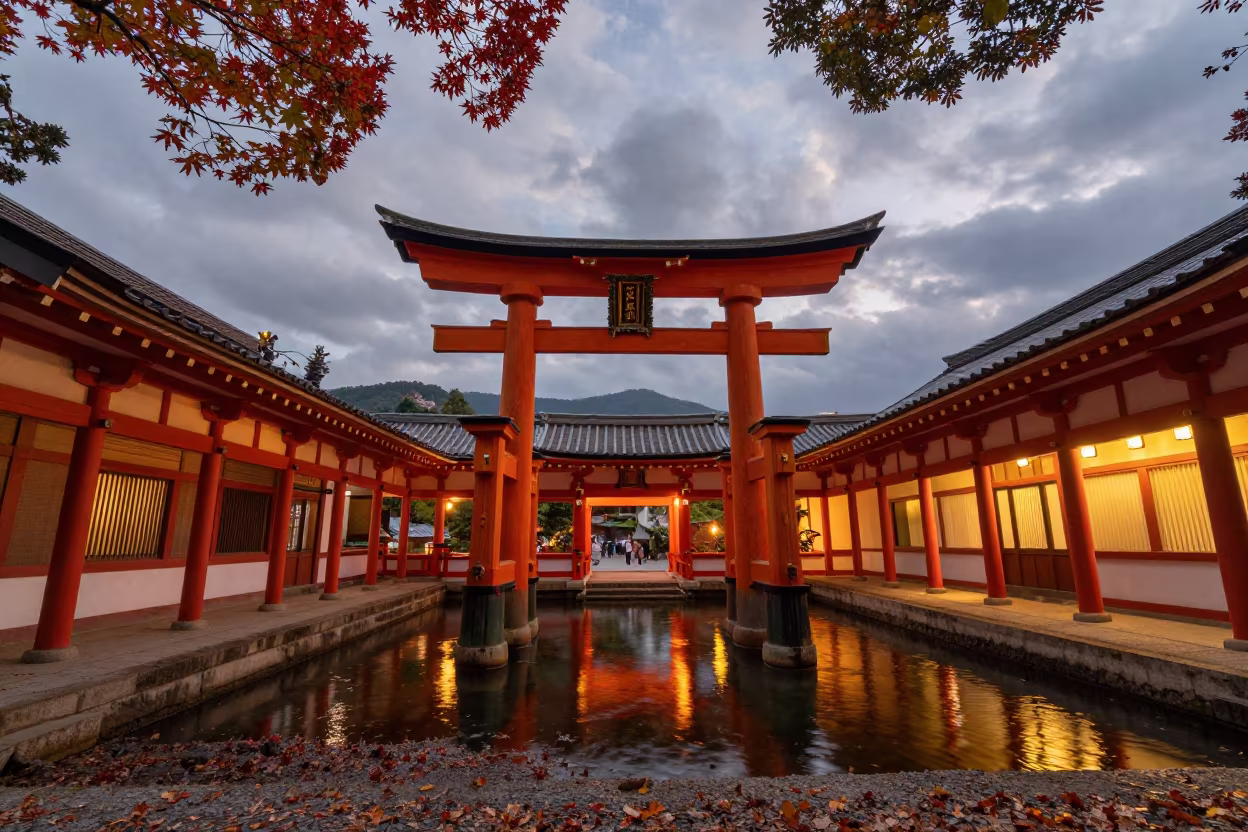 Shinto Torii Gate in Asakusa Atrium Water in inside a vaulted atrium in Asakusa, Tokyo
