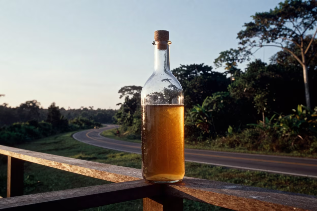 Ship in Bottle Near Manaus Switchback in along a switchback approach near Manaus