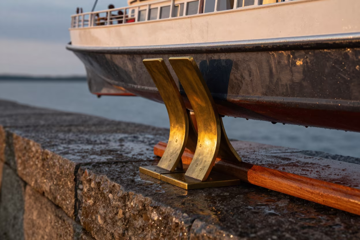 Ship Model and Brass Bookends on Indiana Causeway in on a wind-open causeway in Indiana