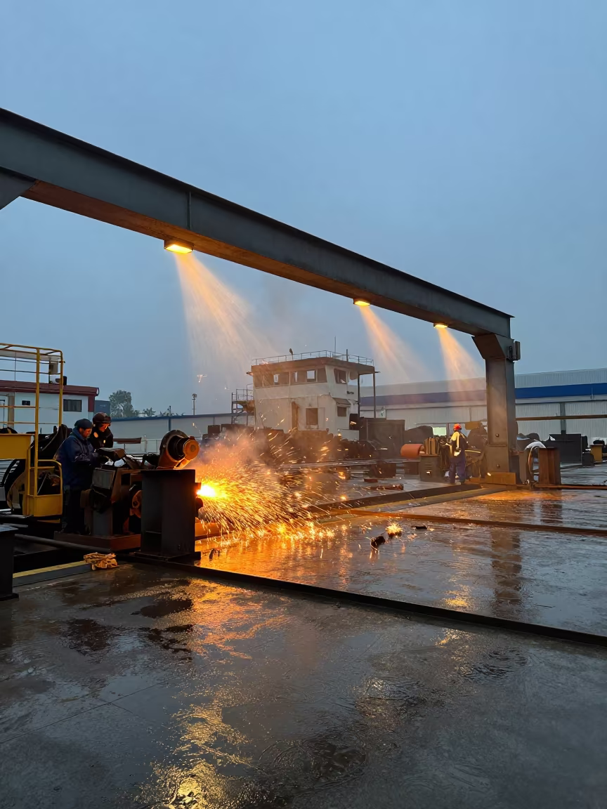 Shipyard Sparks Rain Wet Evening Shenzhen in near Shenzhen