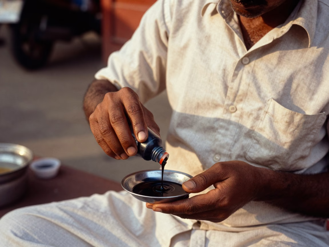Shoe Polish in Chennai at Late Afternoon Light in in Chennai, India