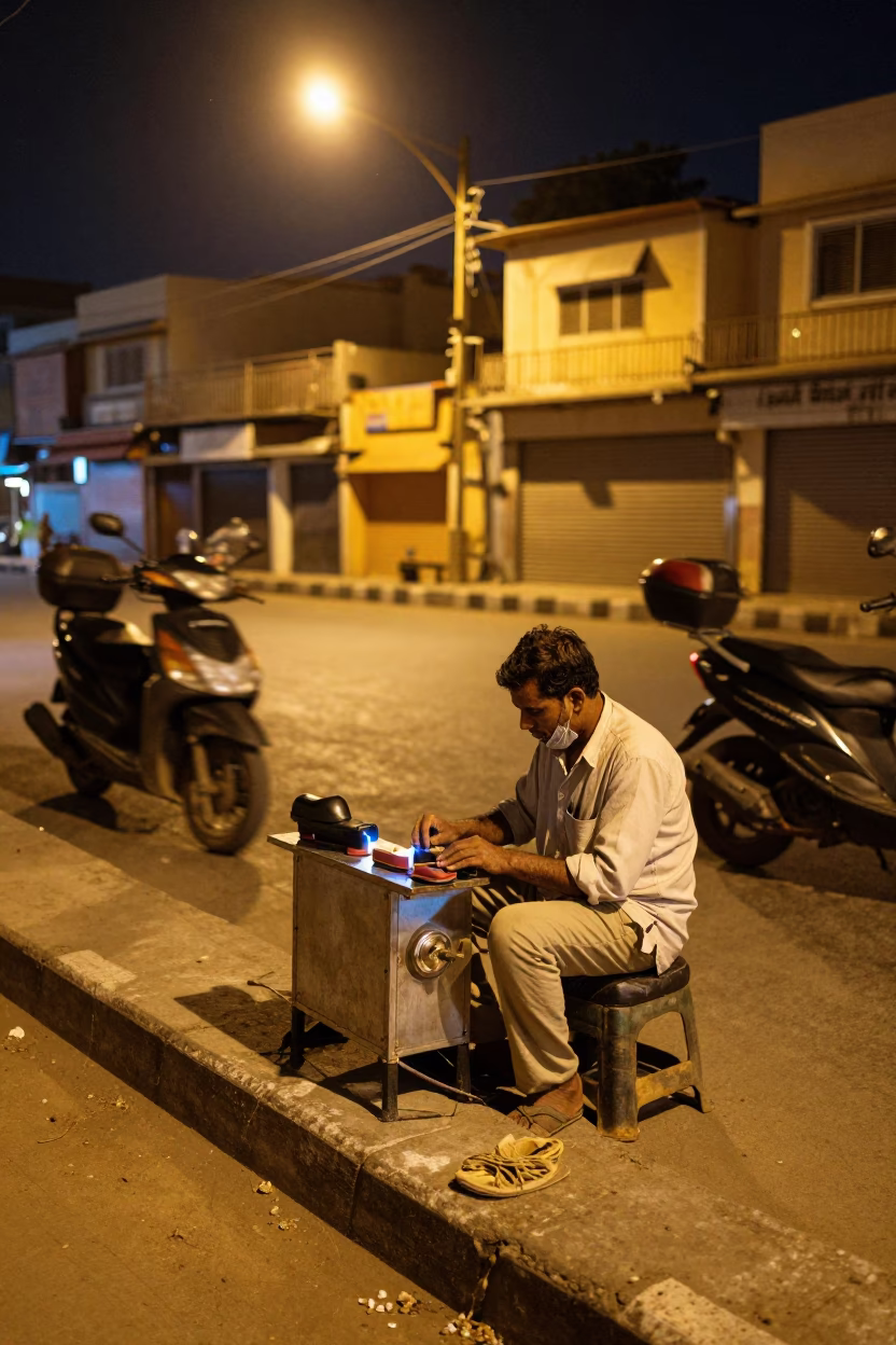 Shoe-shine Worker in Jaipur in in Jaipur, India