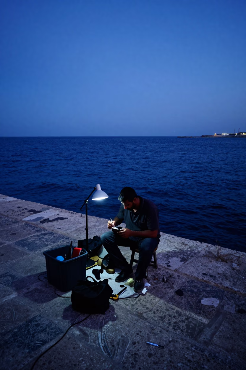 Shoe Shiner in Alexandria in in Alexandria, Egypt
