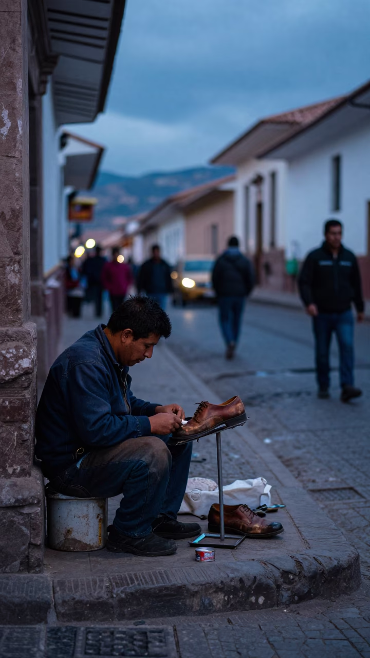 Shoe Shiner in Cusco in in Cusco, Peru