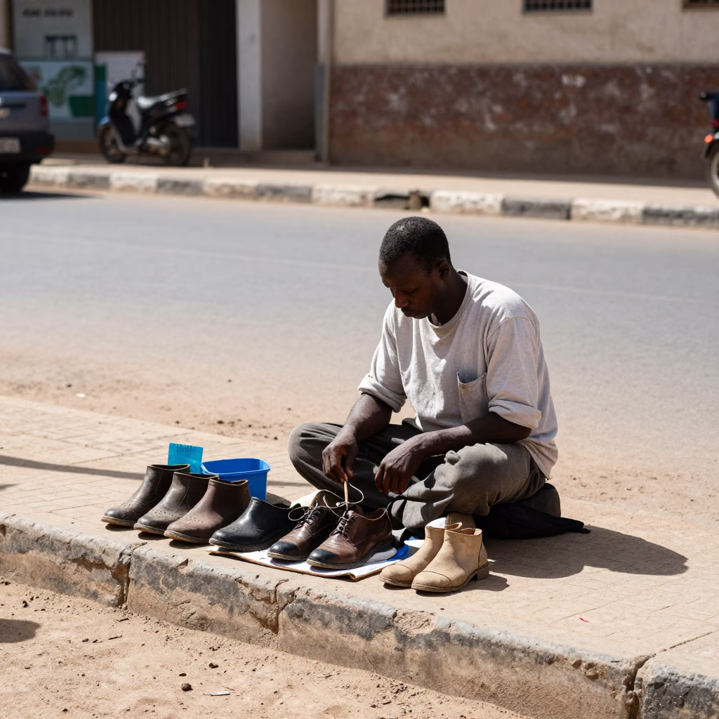 Shoe Shiner in Dakar in in Dakar, Senegal