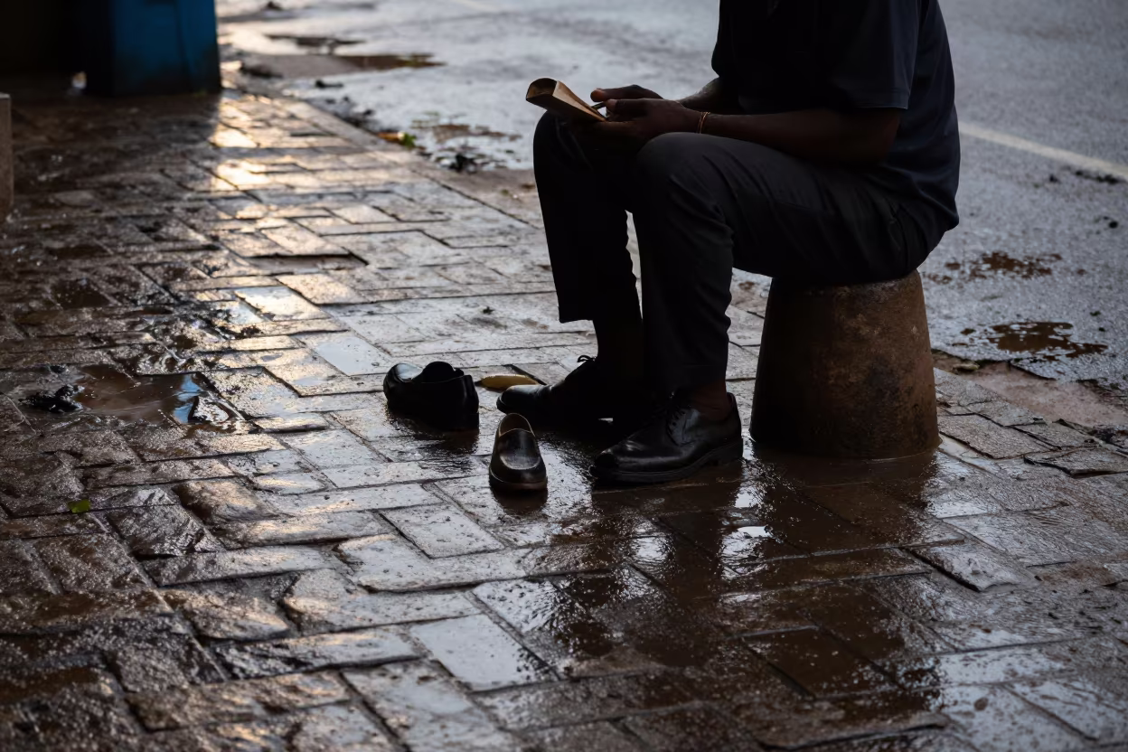 Shoe Shiner in Masvingo Morning Shadow in in Masvingo