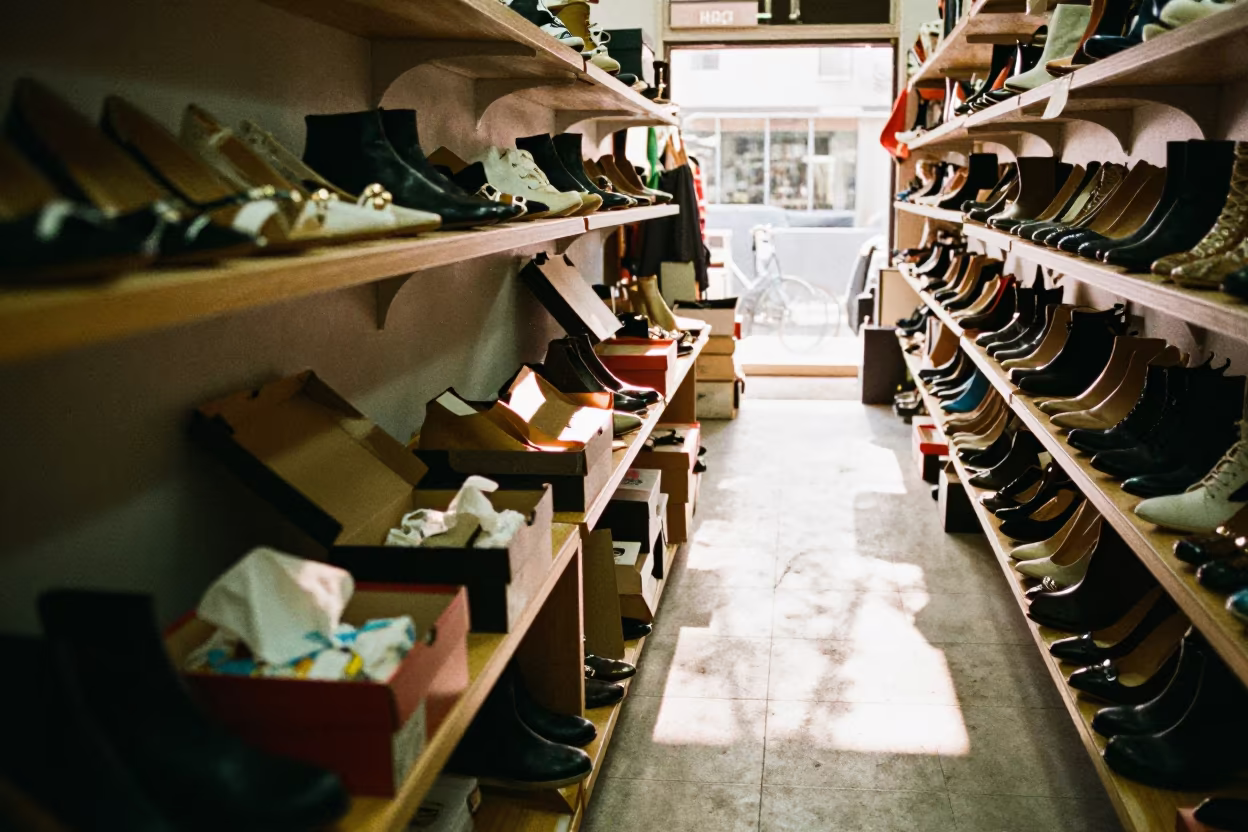 Shoe Store Bench Stockroom Winter in inside a stockroom behind the sales floor in Port Elizabeth