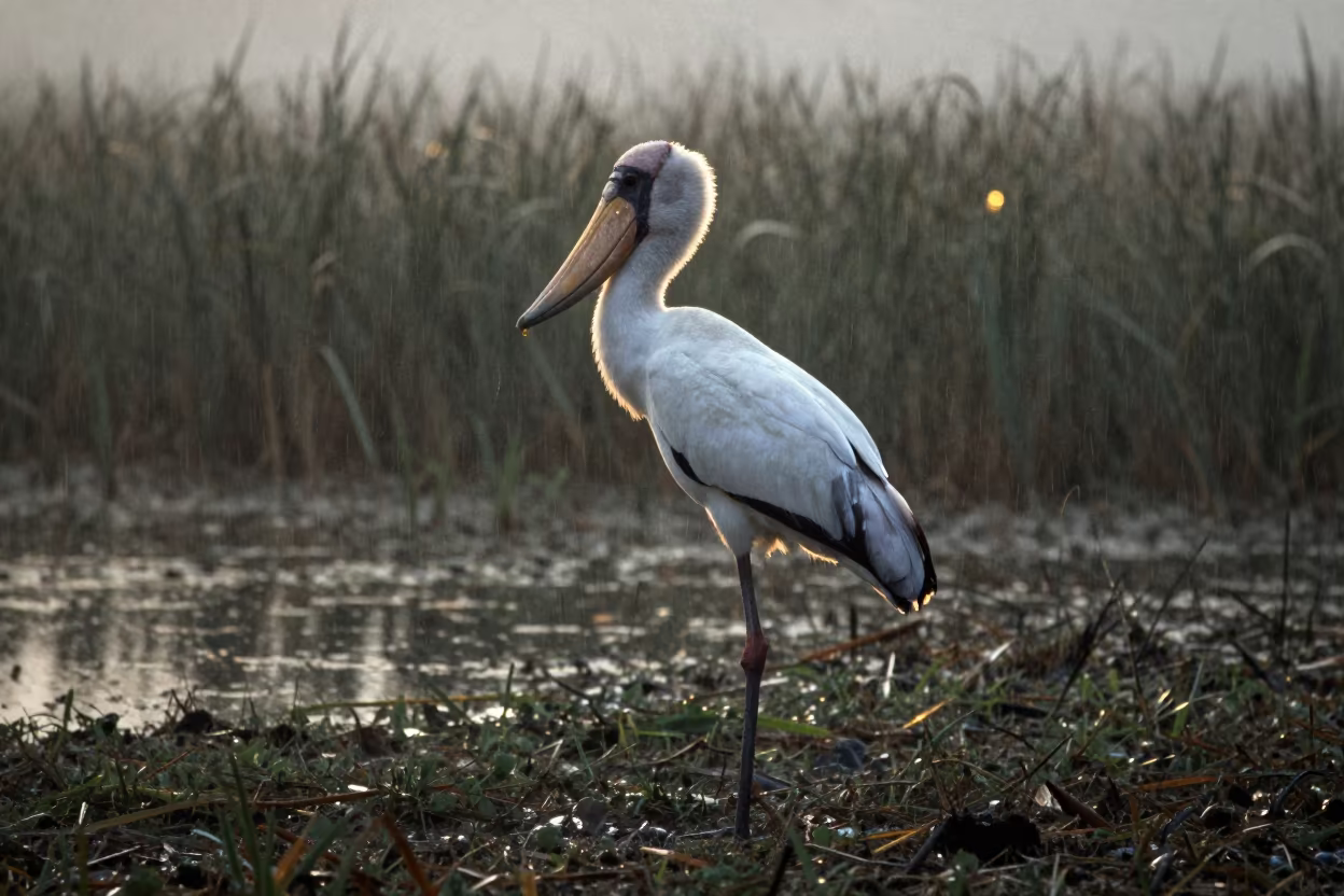 Shoebill Stork Dawn Shadow Andhra Pradesh in in Andhra Pradesh
