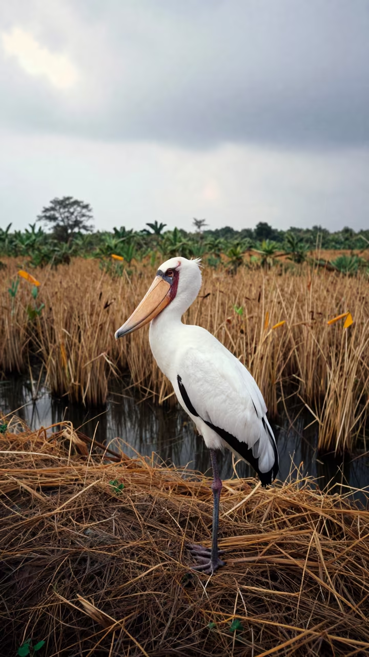 Shoebill Stork on Wind Scoured Ridge Jaffna in on a wind-scoured ridge near Jaffna