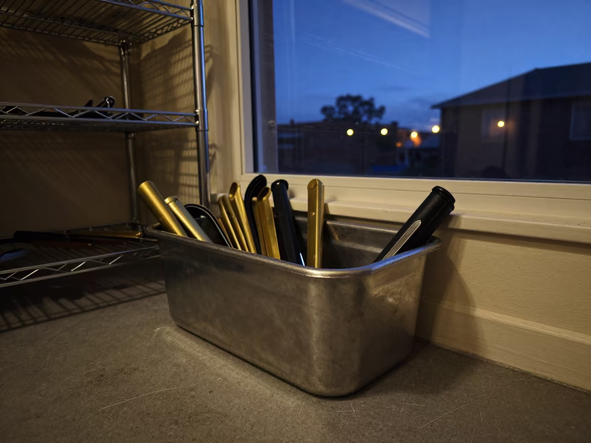 Shoehorn Bin in Fremantle Stockroom Twilight in inside a stockroom behind the sales floor near Fremantle