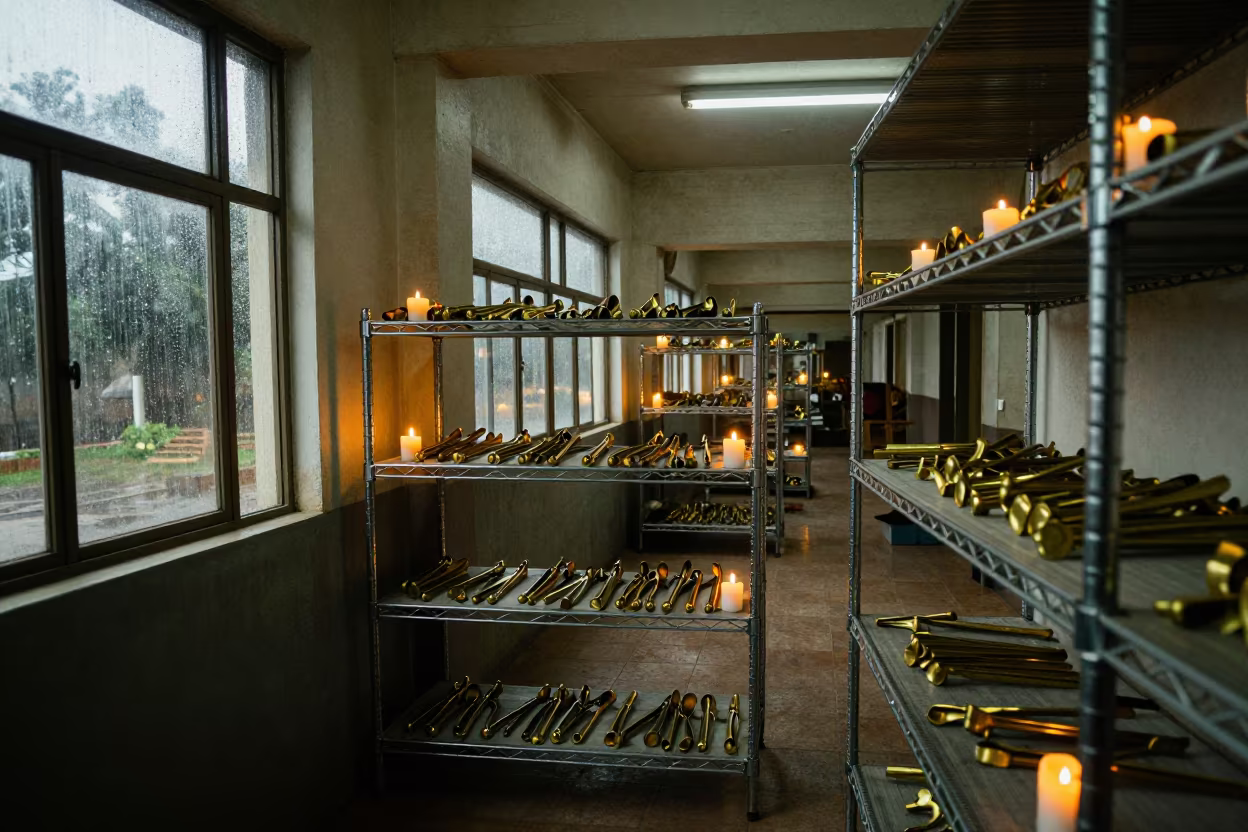 Shoehorn Bin in Lilongwe Stockroom in inside a stockroom behind the sales floor in Lilongwe
