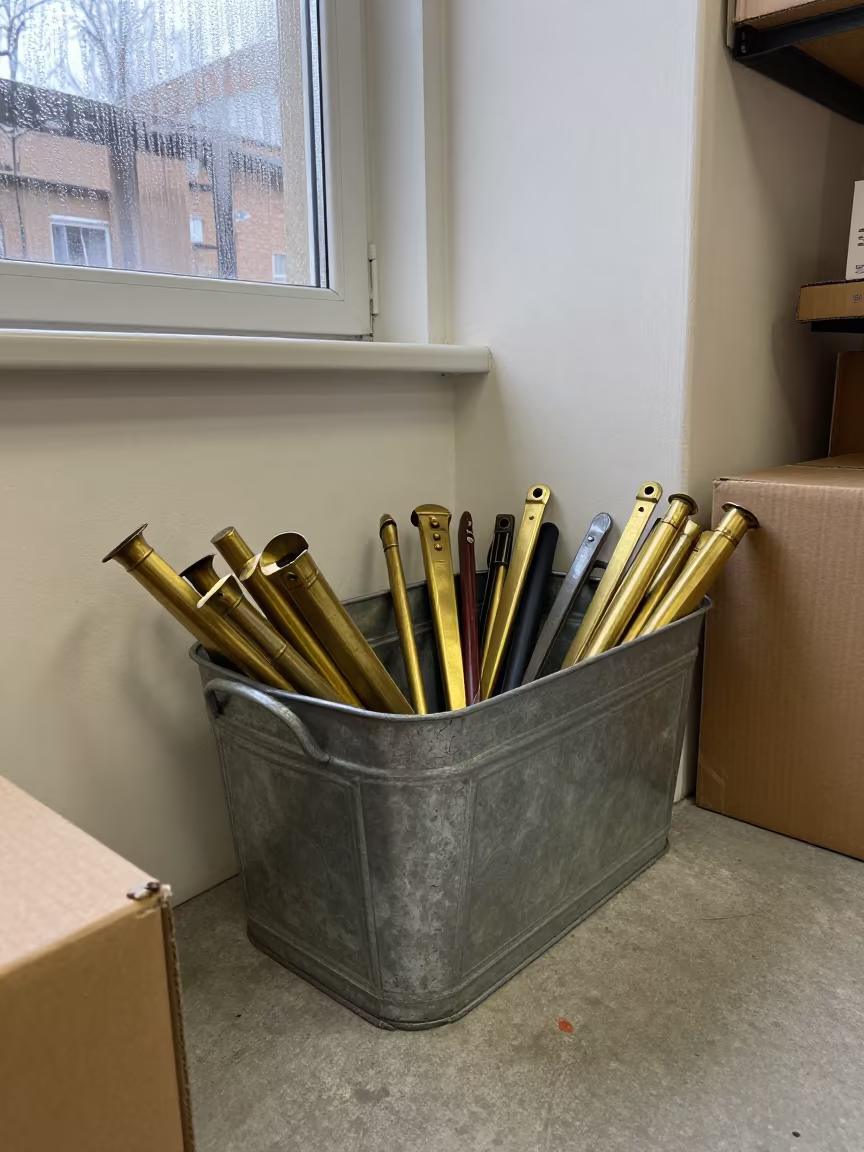 Shoehorn Bin Stockroom Belgrade Early Winter in inside a stockroom behind the sales floor in Belgrade