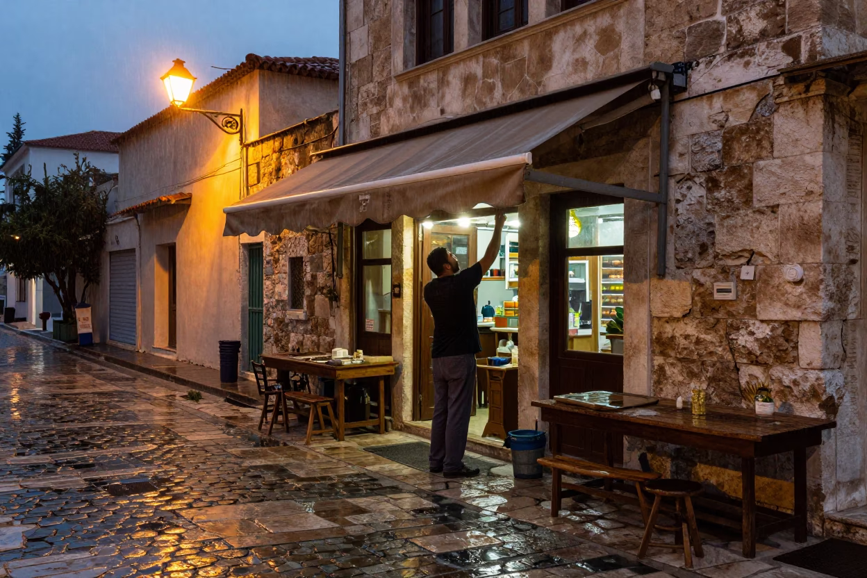 Shop Awning in Athens in in Athens, Greece