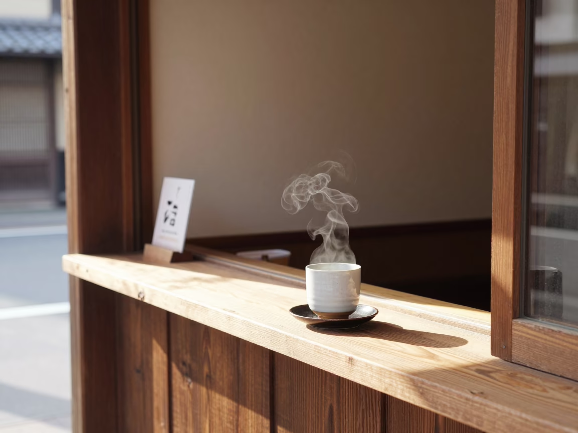 Shop Counter in Kyoto at Midday Light in in Kyoto, Japan