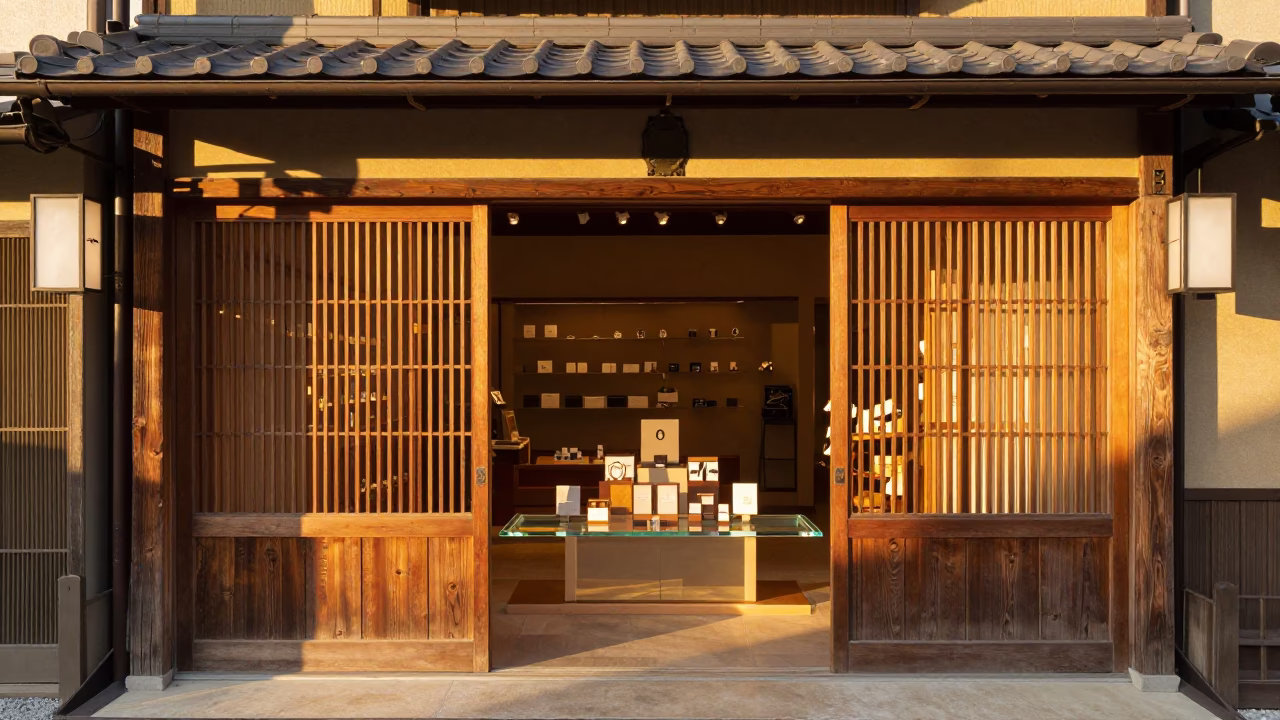 Shop Display at Honeyed Evening Light in Kyoto in in Kyoto, Japan
