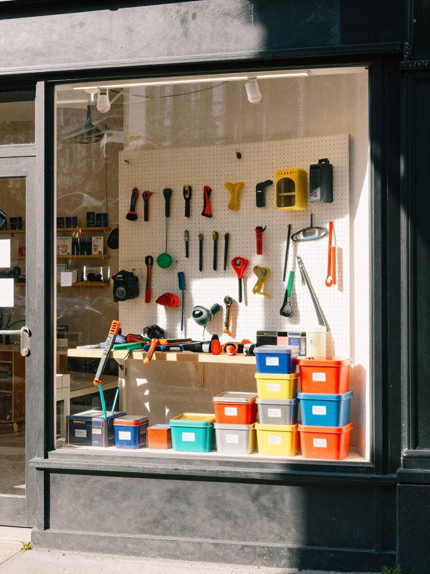 Shop Display in New York at Bright Midmorning Light in in New York, New York, United States