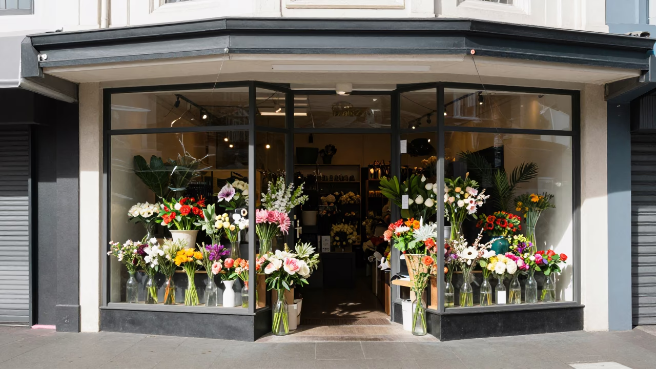Shop Front in Wellington at Flat Noon Light in in Wellington, New Zealand