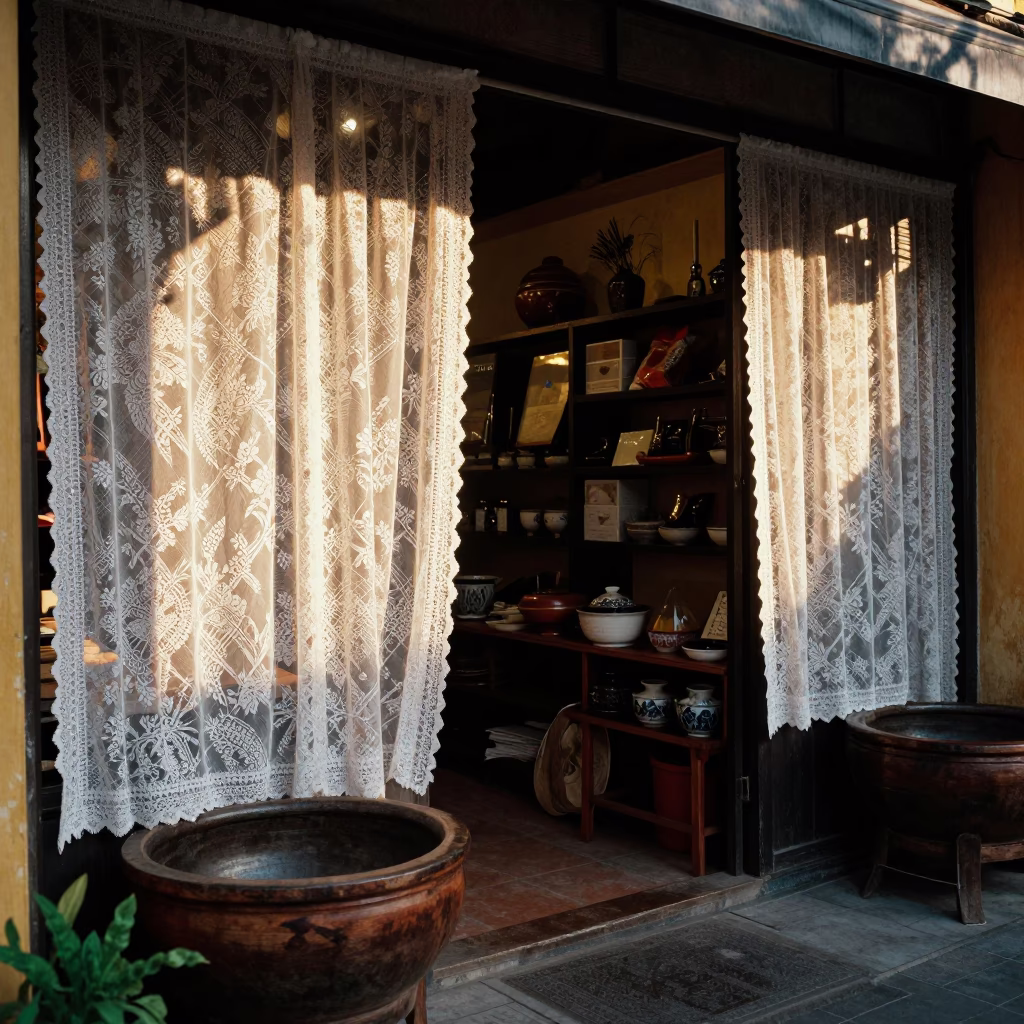 Shop Interior in Hoi An at First Light Of Dawn in in Hoi An, Vietnam