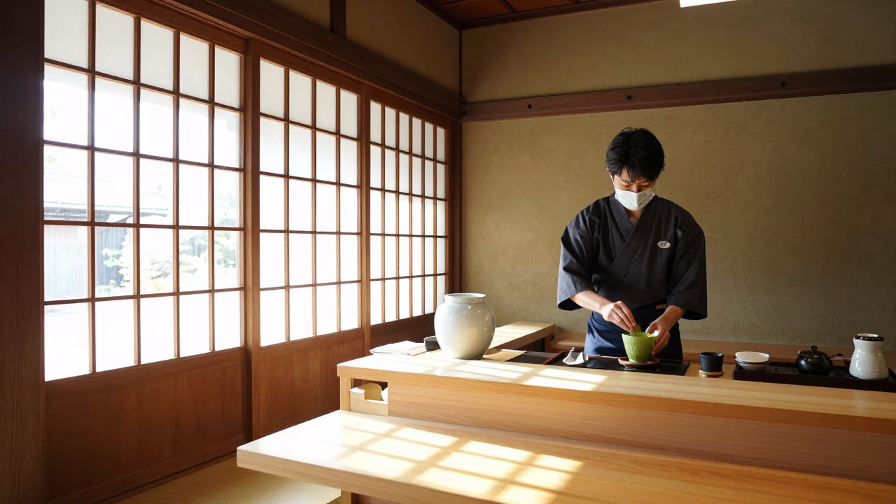 Shop Interior in Kyoto at Bright Midmorning Light in in Kyoto, Japan