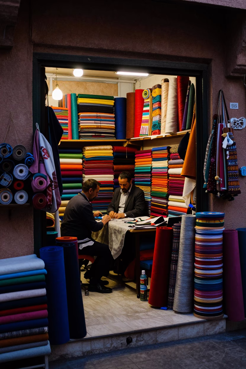 Shop Interior in Marrakech at The Early Evening Light in in Marrakech, Morocco