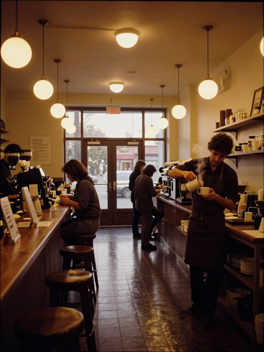 Shop Interior in Seattle at The Predawn Darkness Light in in Seattle, Washington, United States