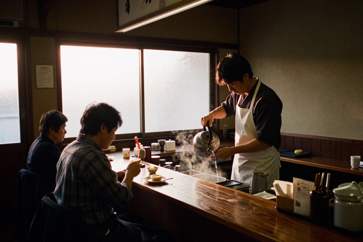 Shop Interior just after sunrise in Kyoto in in Kyoto, Japan