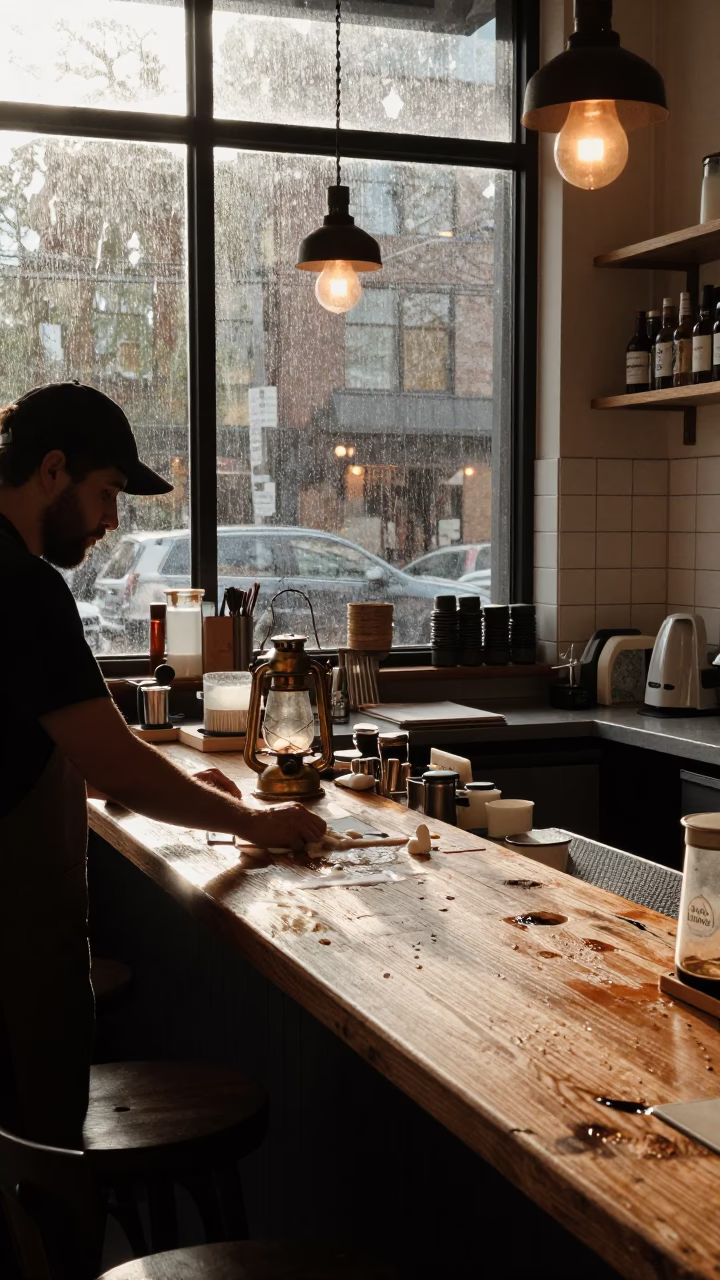 Shop Interior just after sunrise in Portland in in Portland, Oregon, United States