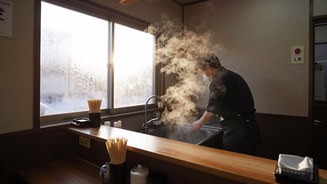 Shop Interior just after sunrise in Sapporo in in Sapporo, Japan