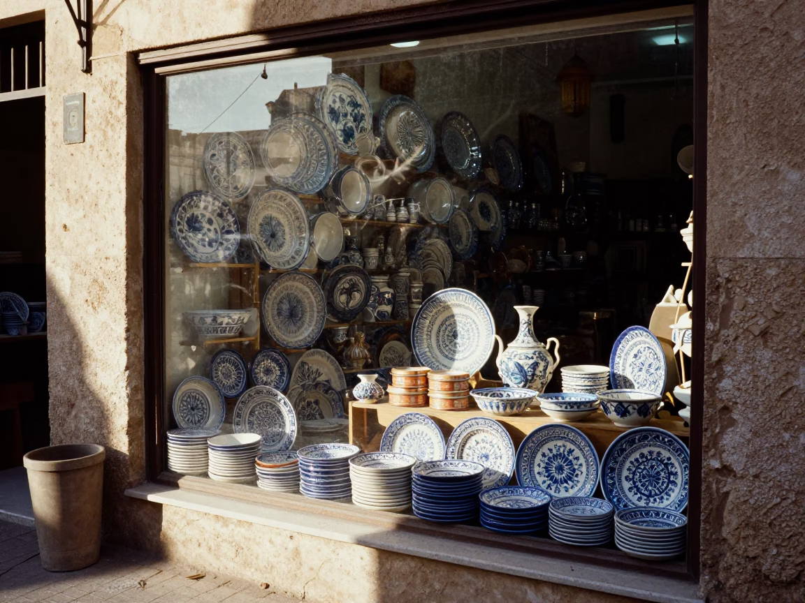 Shop Window in Alexandria at Clear Late-afternoon Light in in Alexandria, Egypt