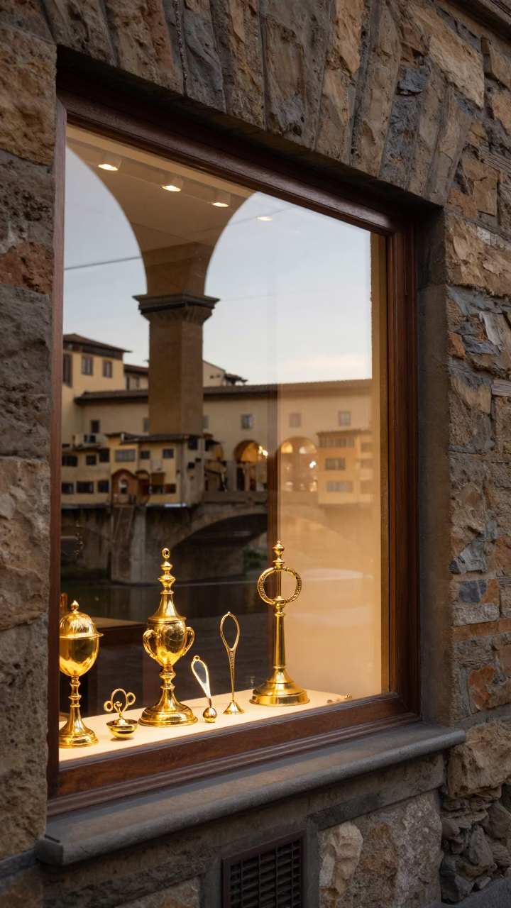 Shop Window just after sunrise in Florence in in Florence, Italy