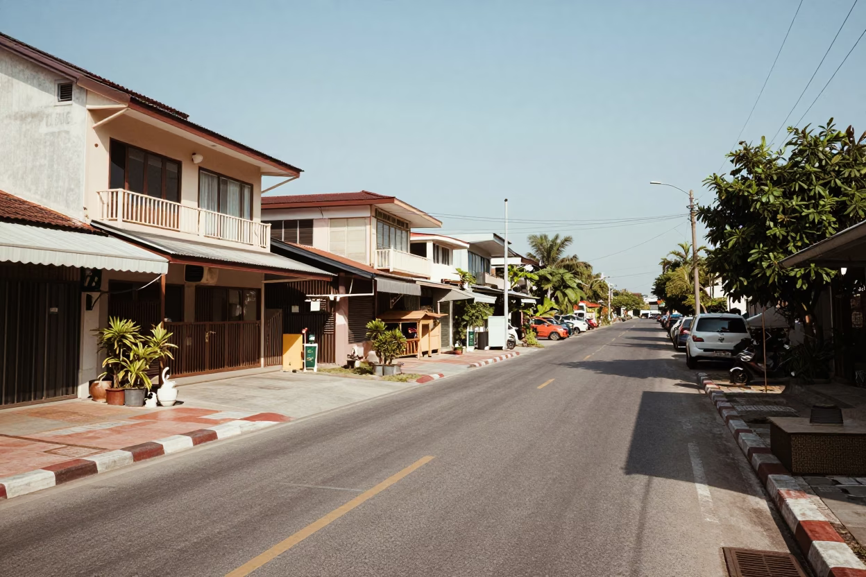 Shophouse Street in Phuket in in Phuket, Thailand