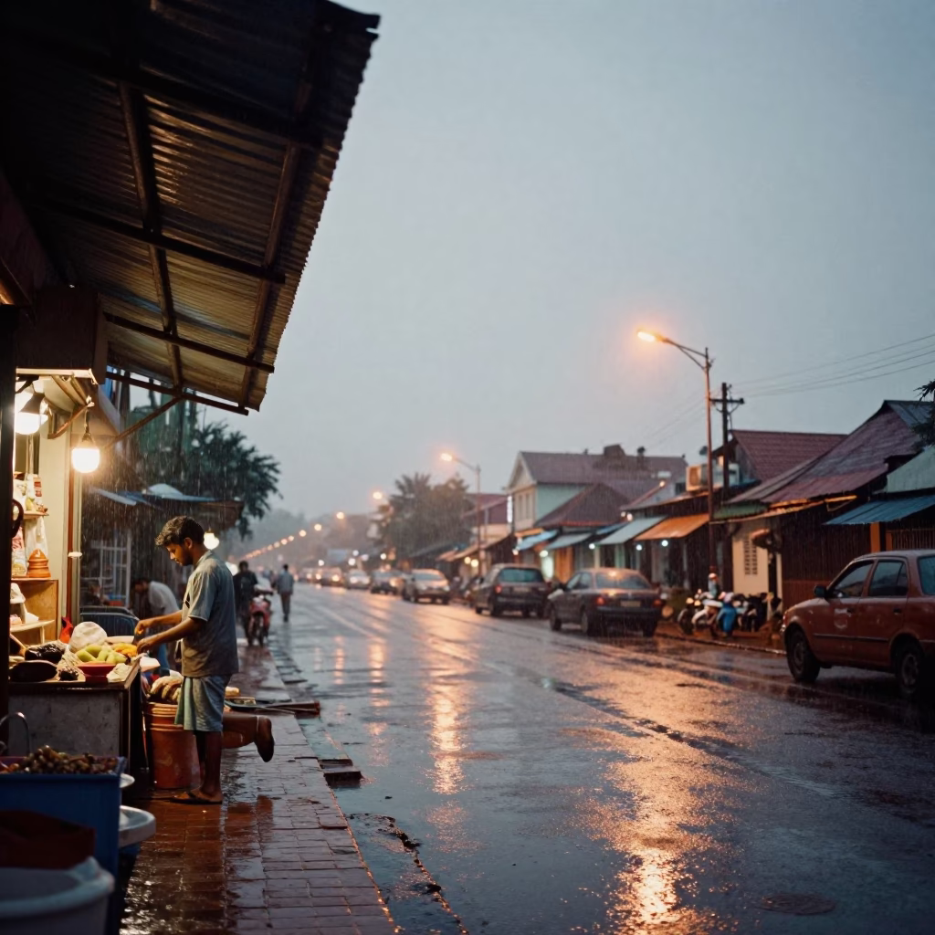 Shopkeeper at Dusk Light in Kochi in in Kochi, India