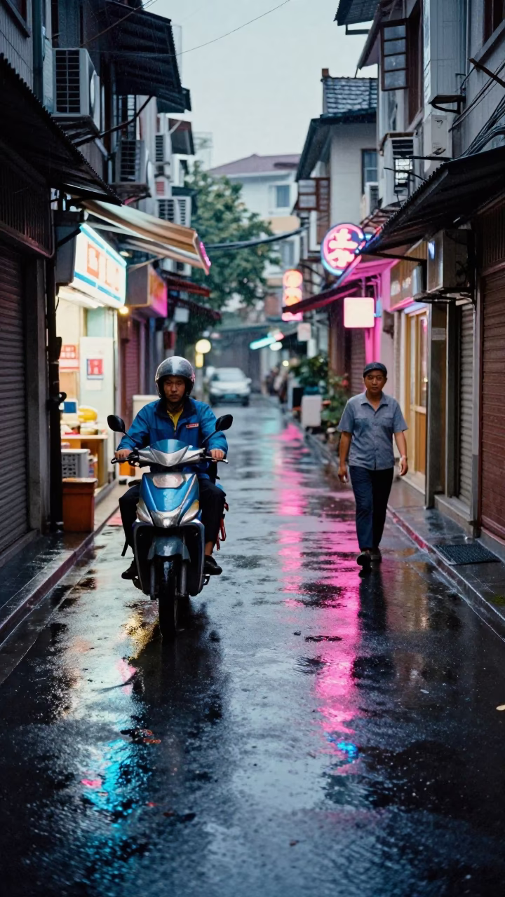 Shopkeeper at First Light in in Shanghai, China