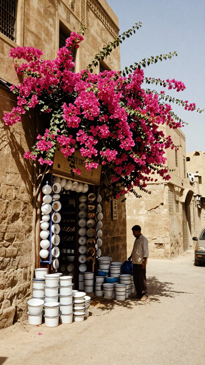 Shopkeeper in Cairo at Flat Noon Light in in Cairo, Egypt